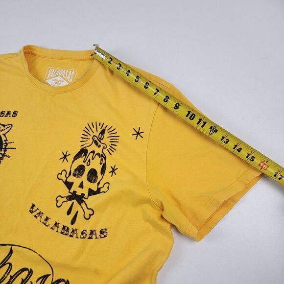 Valabasas Tattoo Shop Distressed Studded Tee T-Shirt Vintage Yellow Size XL Y2K - Picture 9 of 13